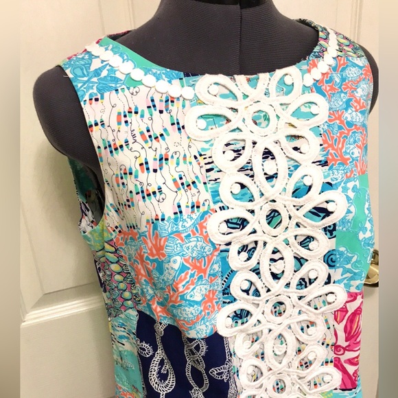 Lilly Pulitzer Worth Shift Dress Multi Sailor Patch - Picture 3 of 16